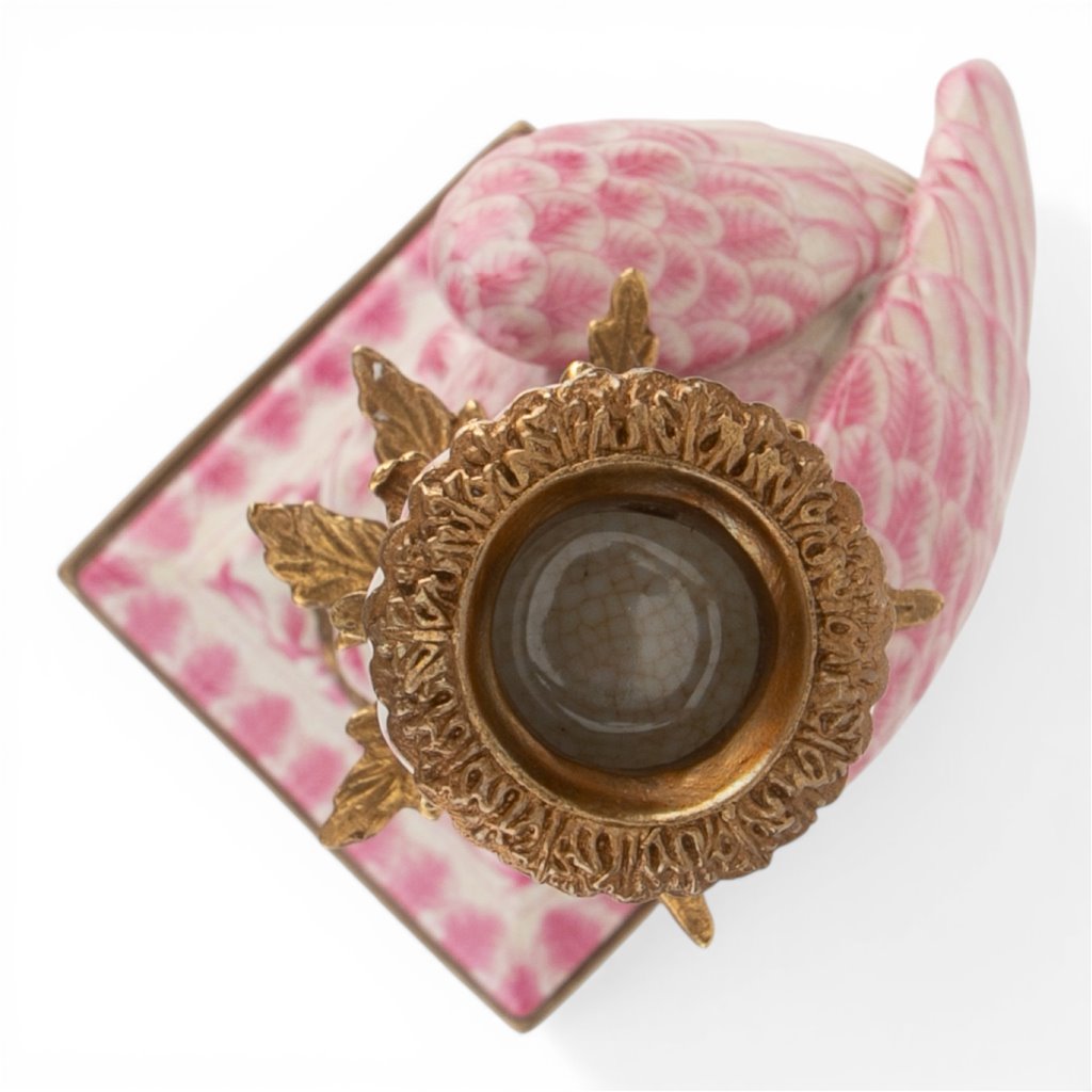 Danny's Fine Porcelain Pink & White Bronze Parrot Candle Holders