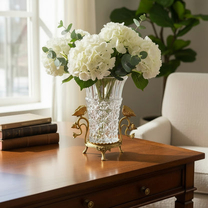 Danny's Fine Porcelain - Crystal Clear Vase with Ormolu Butterfly Handles | Decorative Crystal Vase #14309
