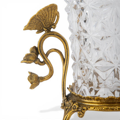 Danny's Fine Porcelain - Crystal Clear Vase with Ormolu Butterfly Handles | Decorative Crystal Vase #14309
