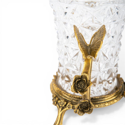 Danny's Fine Porcelain - Crystal Clear Vase with Ormolu Butterfly Handles | Decorative Crystal Vase #14309