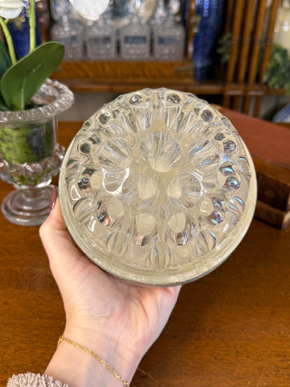 Vintage English Silver Plate & Glass Flower Frog Pedestal Centerpiece Stand, 8” H x 7” W