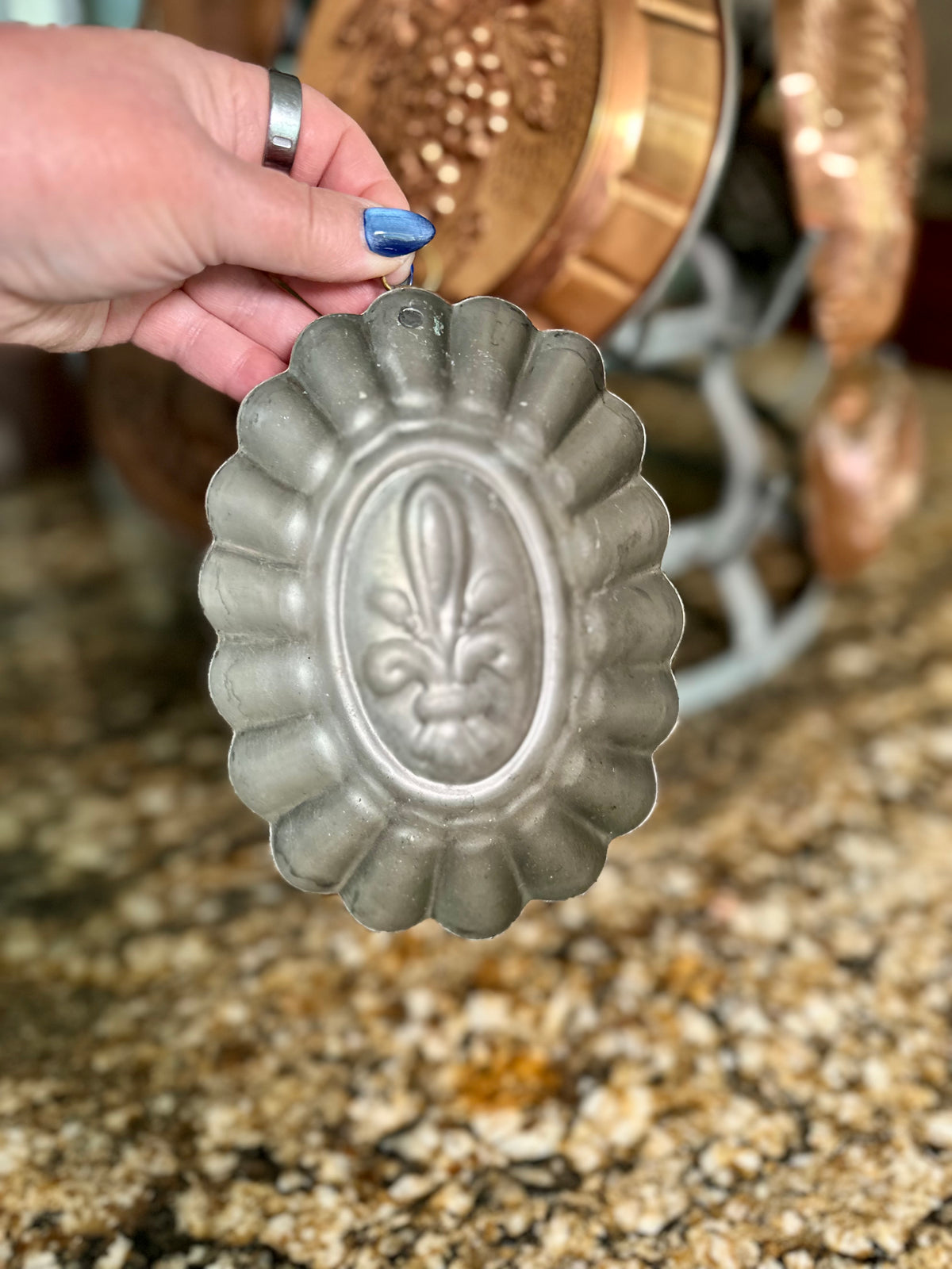 Vintage Oval Tagus Portugal Copper Fleur-de-Lis Mold