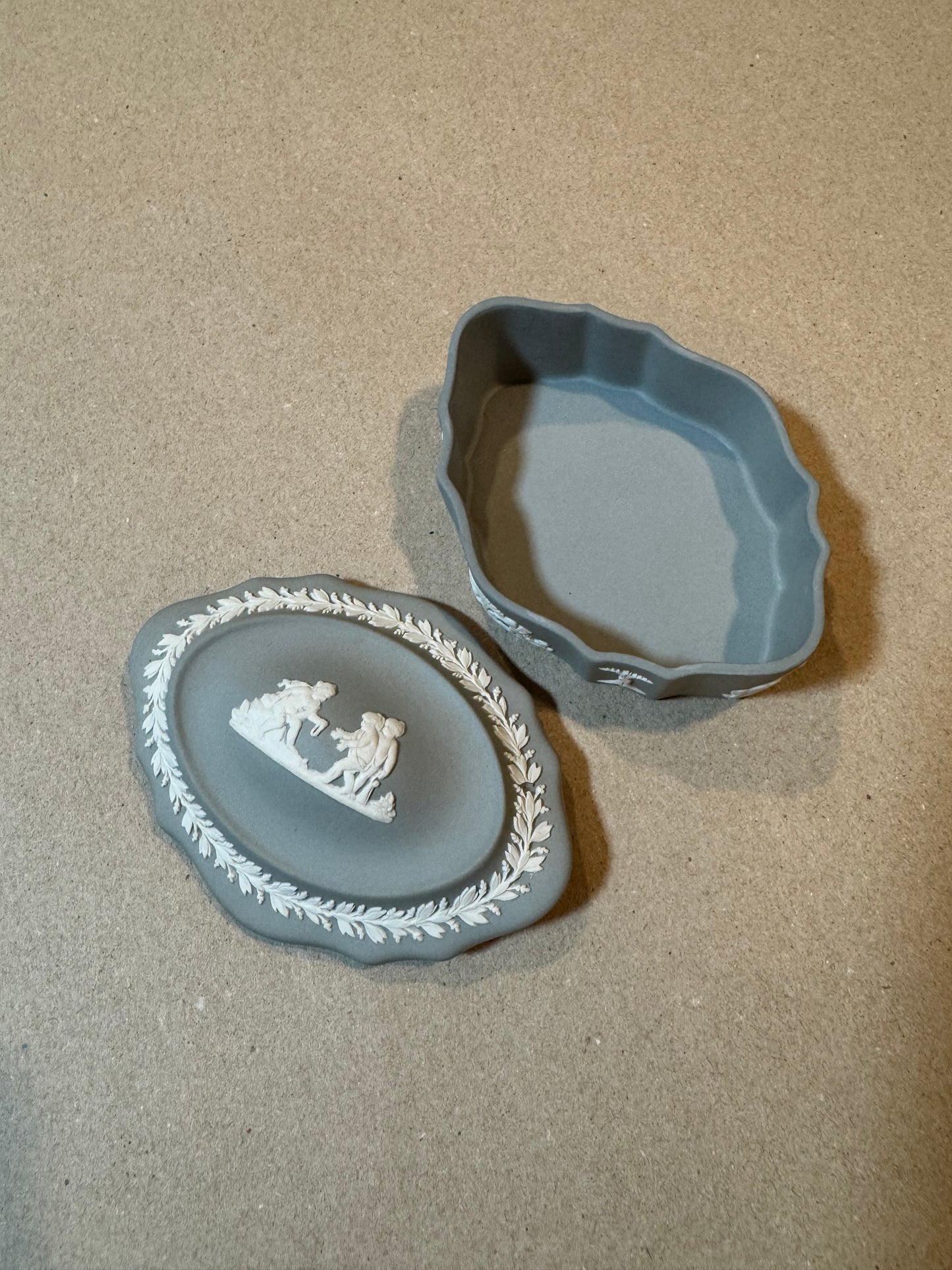 Reserved Wedgwood sage grey trinket box