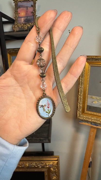 Reserved bookmark with hummingbird