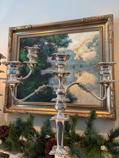 Pair of Silver Plated Convertible 18” Candleabras