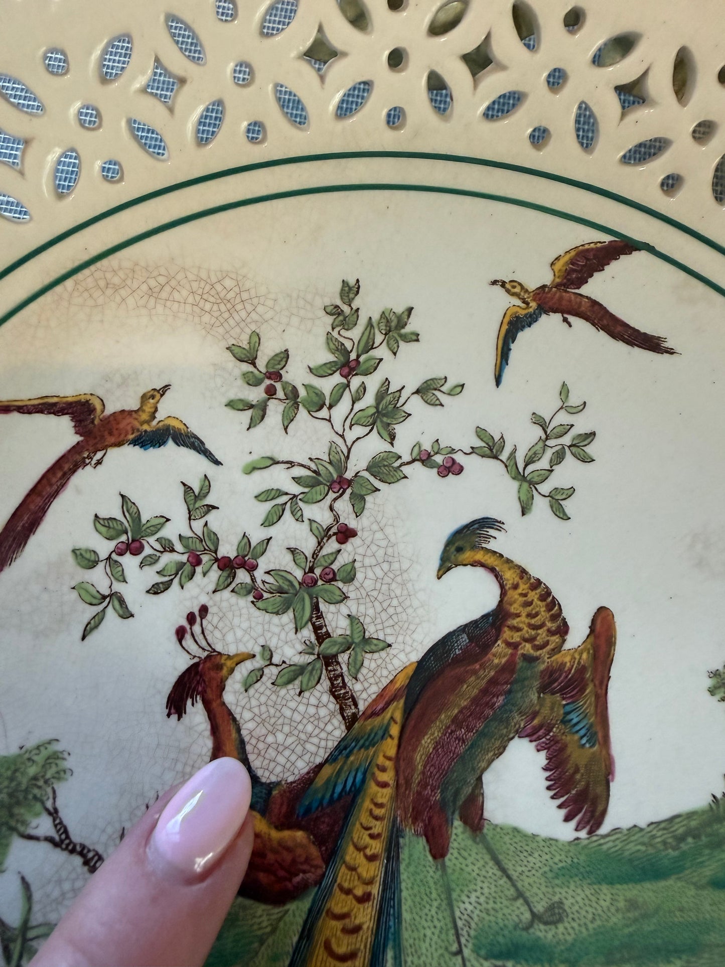 Vintage Wedgewood Pheasant Pierced Pedestal Compote