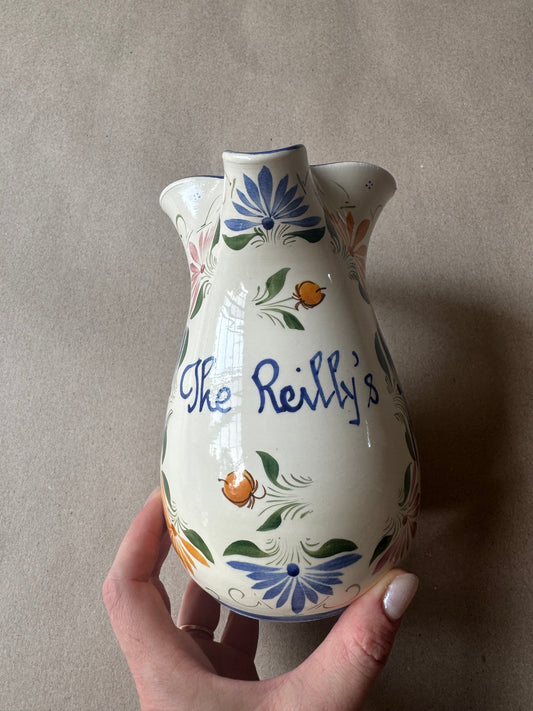 Vintage Hand-Painted Dutch Pottery Personalized Pitcher