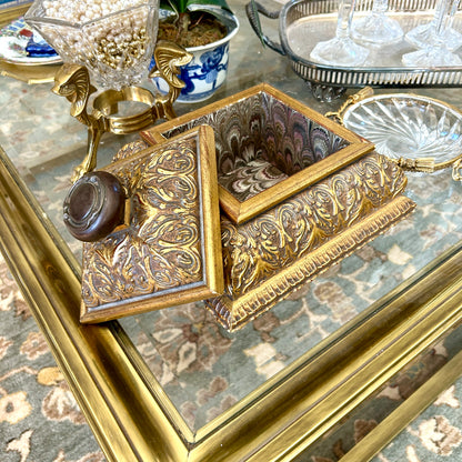 Beautiful baroque gold frame 10 x 10 large lidded box