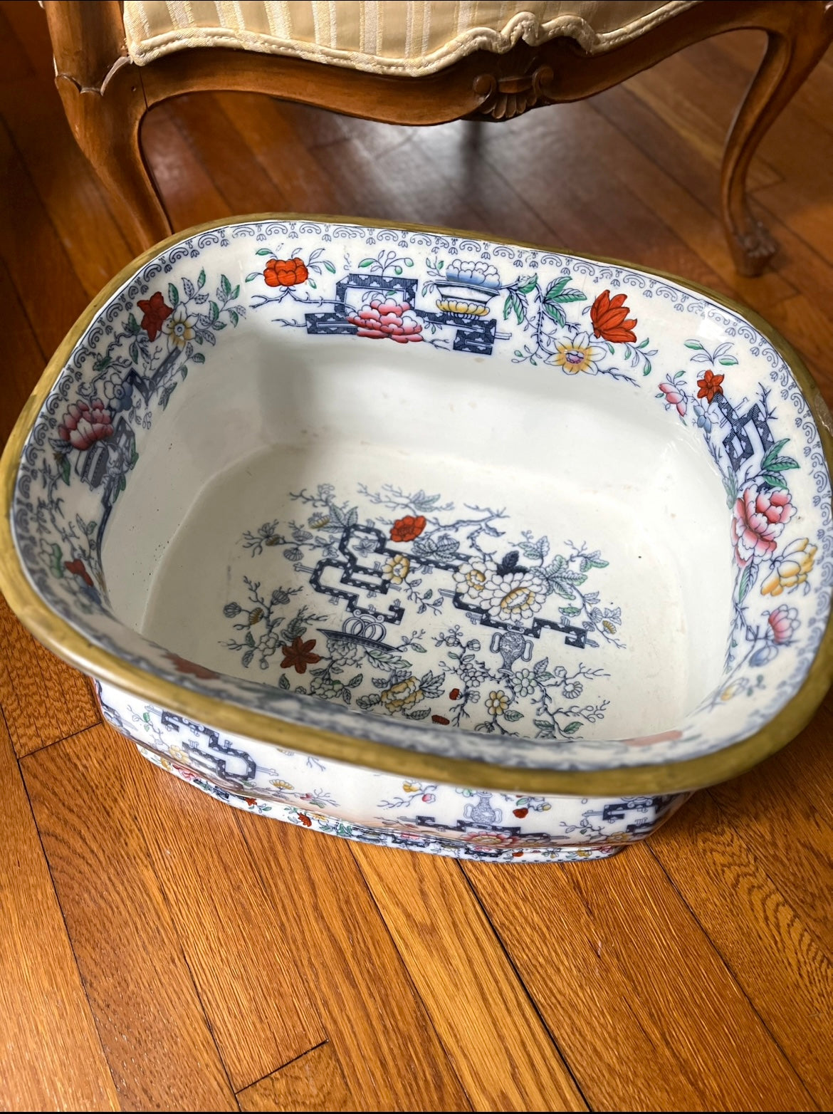 Exceptional Antique 1860-1890 Ashworth Bros. England Large Indian Tree Transferware Planter / Cachepot / Footbath