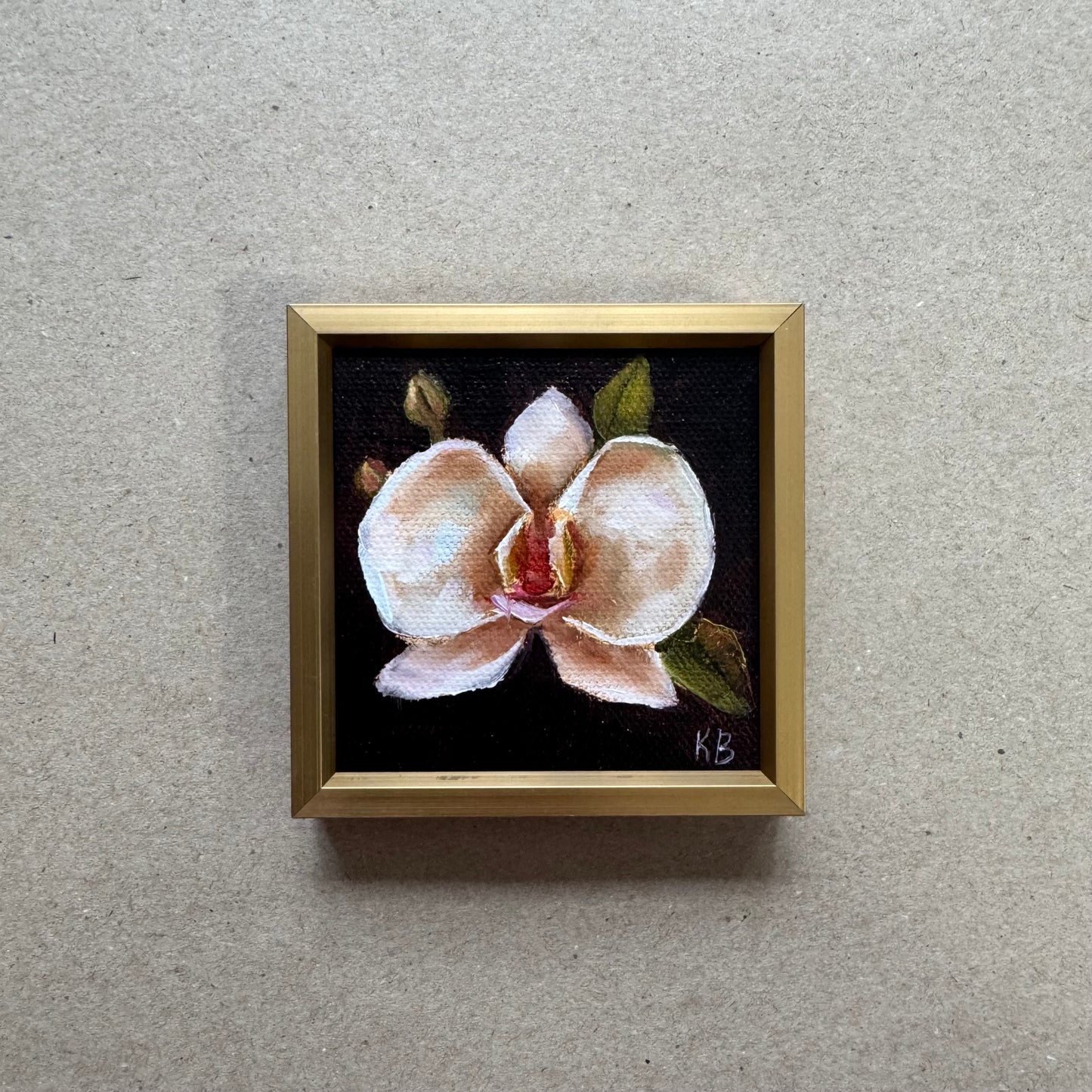 Mini art orchid original oil paintings on stretched canvas 3x3”