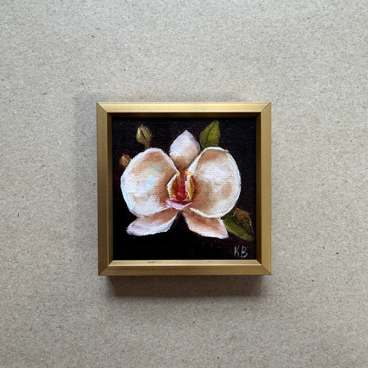 Mini art orchid original oil paintings on stretched canvas 3x3”