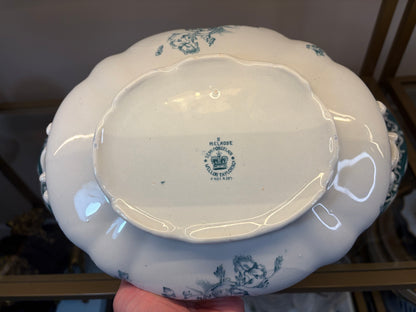 Lovely antique lidded tureen semi-porcelain dish featuring the Melrose pattern by Mellor, Taylor & Co.