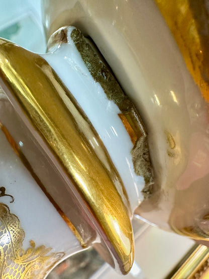 EXQUISITE 19th Century Old Paris Porcelain Reticulated Corbeille de Fruits Grand Centerpiece, 17"