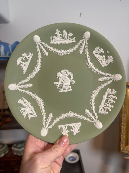 Wedgwood sage green cherub shell 9” plate