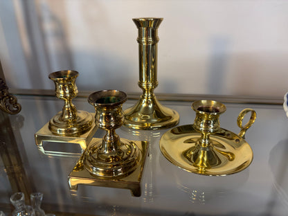 Lovely brass candleholders set of 4! Two marked Baldwin Brass!