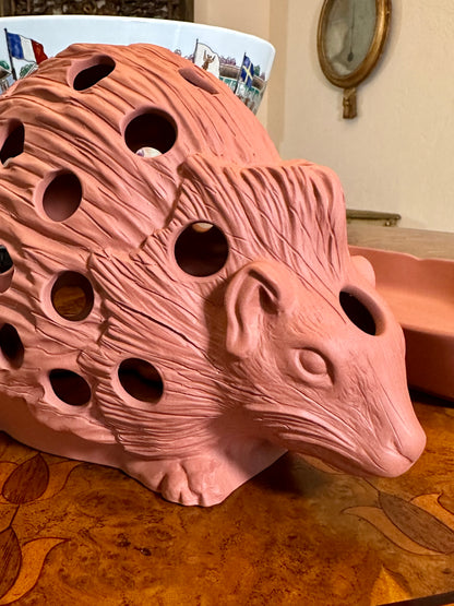 Rare Wedgwood Jasperware Hedgehog Bulb Pot & Stand, Terracotta, c. 1971