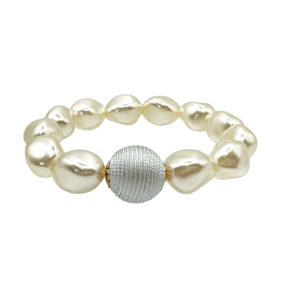 Bracelet – Pearl & Charm Stretch Bracelet with Caribbean-Inspired Color