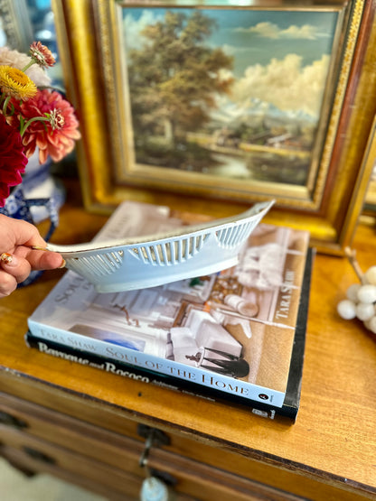 Vintage Reticulated Porcelain Bowl Dish, Made in Germany, 10.5”