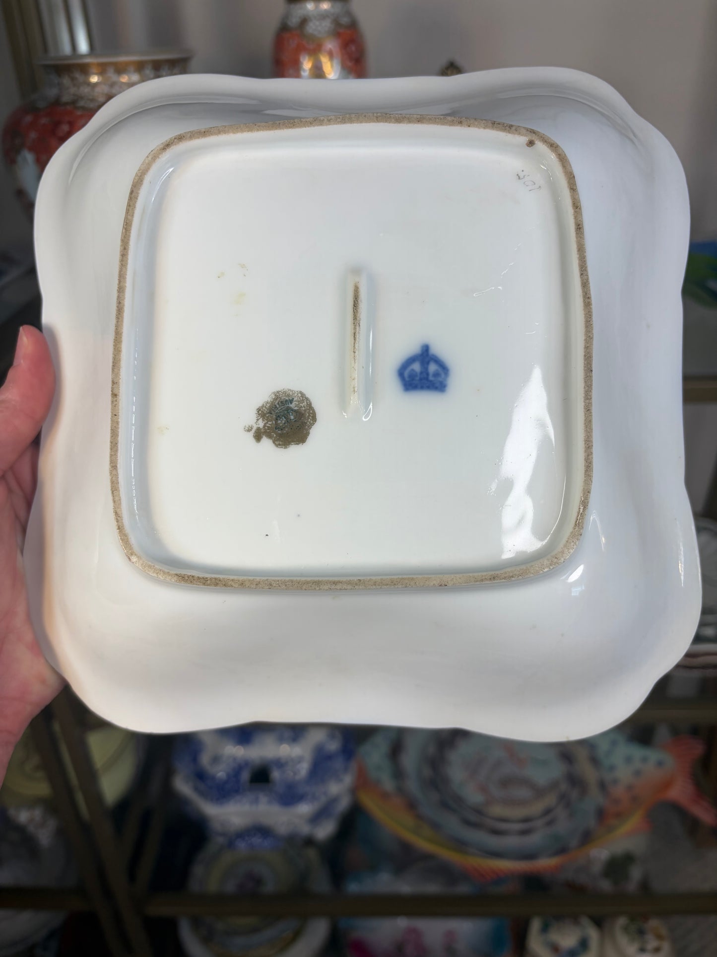 Gorgeous antique cobalt and gold floral bowl! As is!