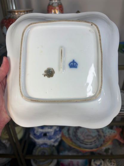 Gorgeous antique cobalt and gold floral bowl! As is!