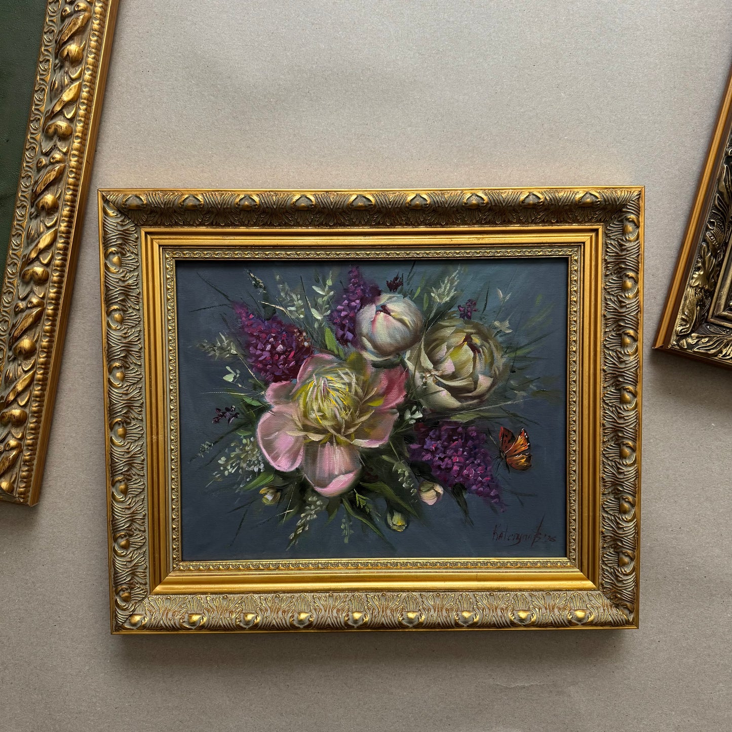 Live 06/09 bouquet of peonies and lilac 15x18” original oil painting