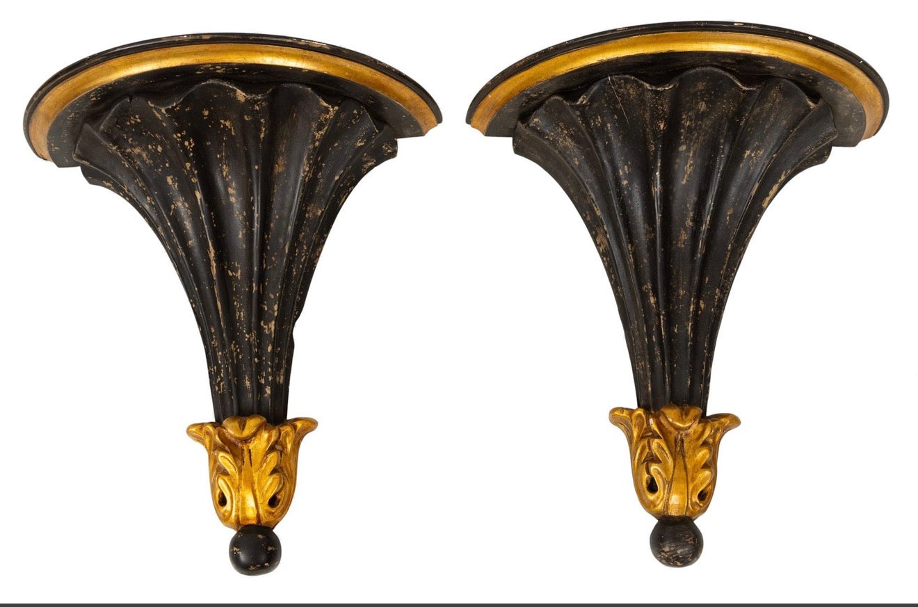 Vintage Carved Wood Wall Brackets, 20"long, 16" Depth 9" 2 PCS