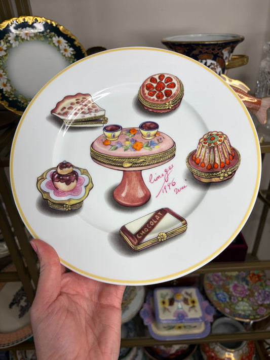 Sweetest 1996 Email de Limoges decorative plates set of 3!