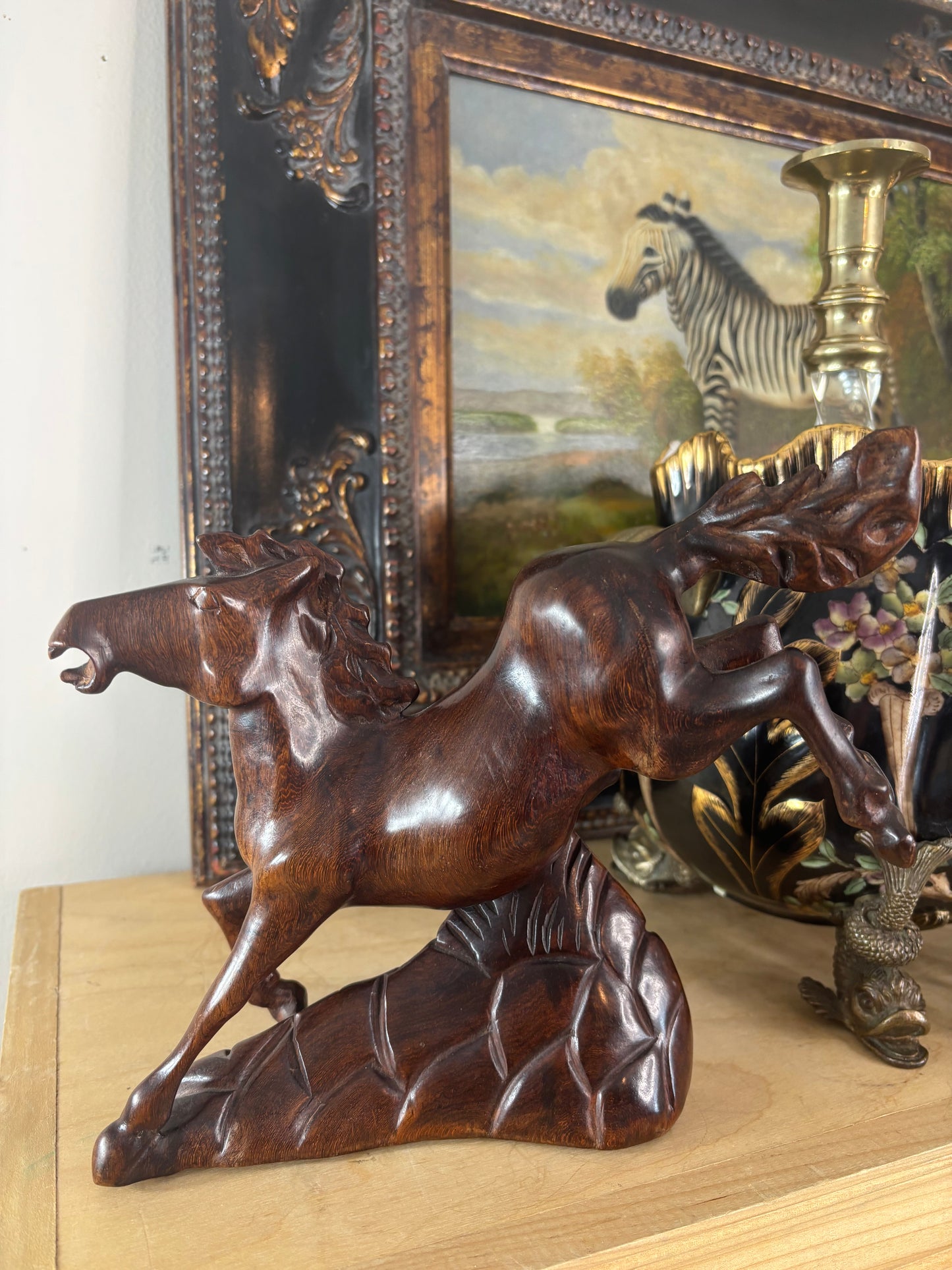 Beautiful hand carved wooden horse! Excellent condition!