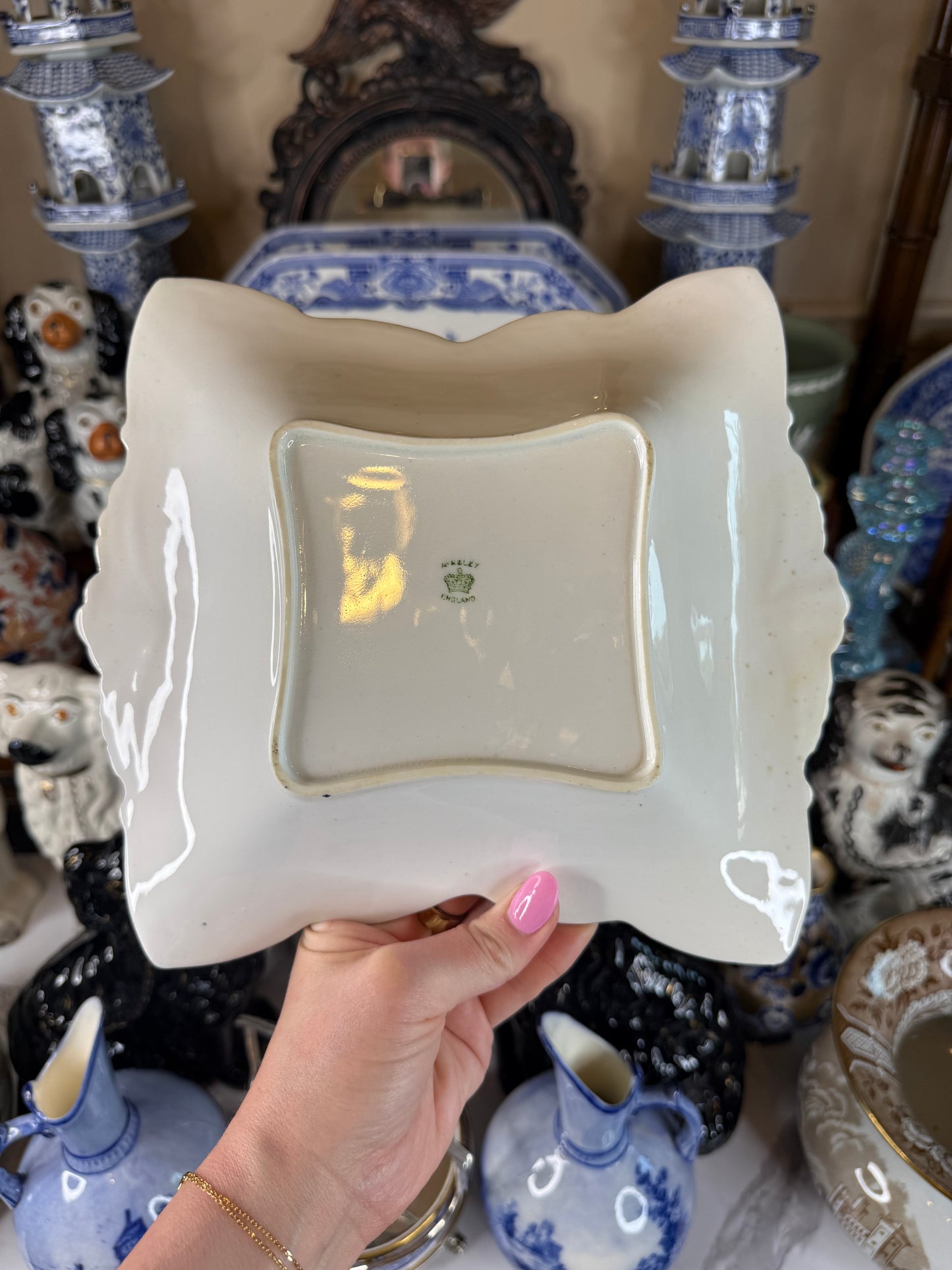 Aynsley Blue & Gold Dessert Dish | English Bone China | c.1900 | Style DA4351