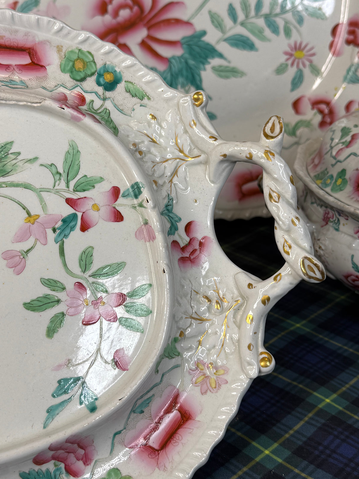 Antique Hicks & Meigh Stone China 6-Piece Tureen & Platter Serving Set | English Staffordshire | Circa 1820