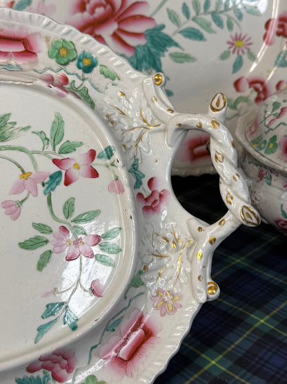 Antique Hicks & Meigh Stone China 6-Piece Tureen & Platter Serving Set | English Staffordshire | Circa 1820