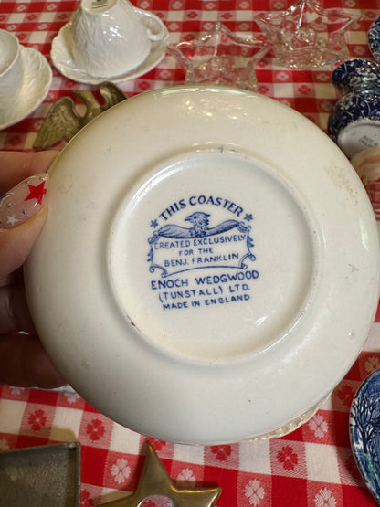 Liberty Blue Benjamin Franklin Commemorative Coaster/Butter Pat | Bicentennial Transferware