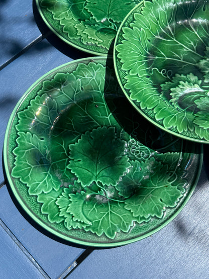 Antique (5) French Majolica Plates | 9" Diameter | Style DA4480