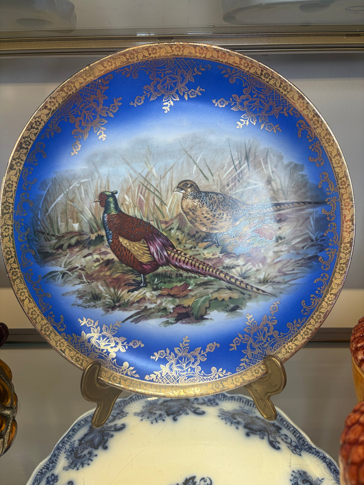 Lovely Bavaria pheasants platter with gold rim!