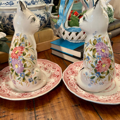 Set of two Italian kitty staffordshire style cats 7 in