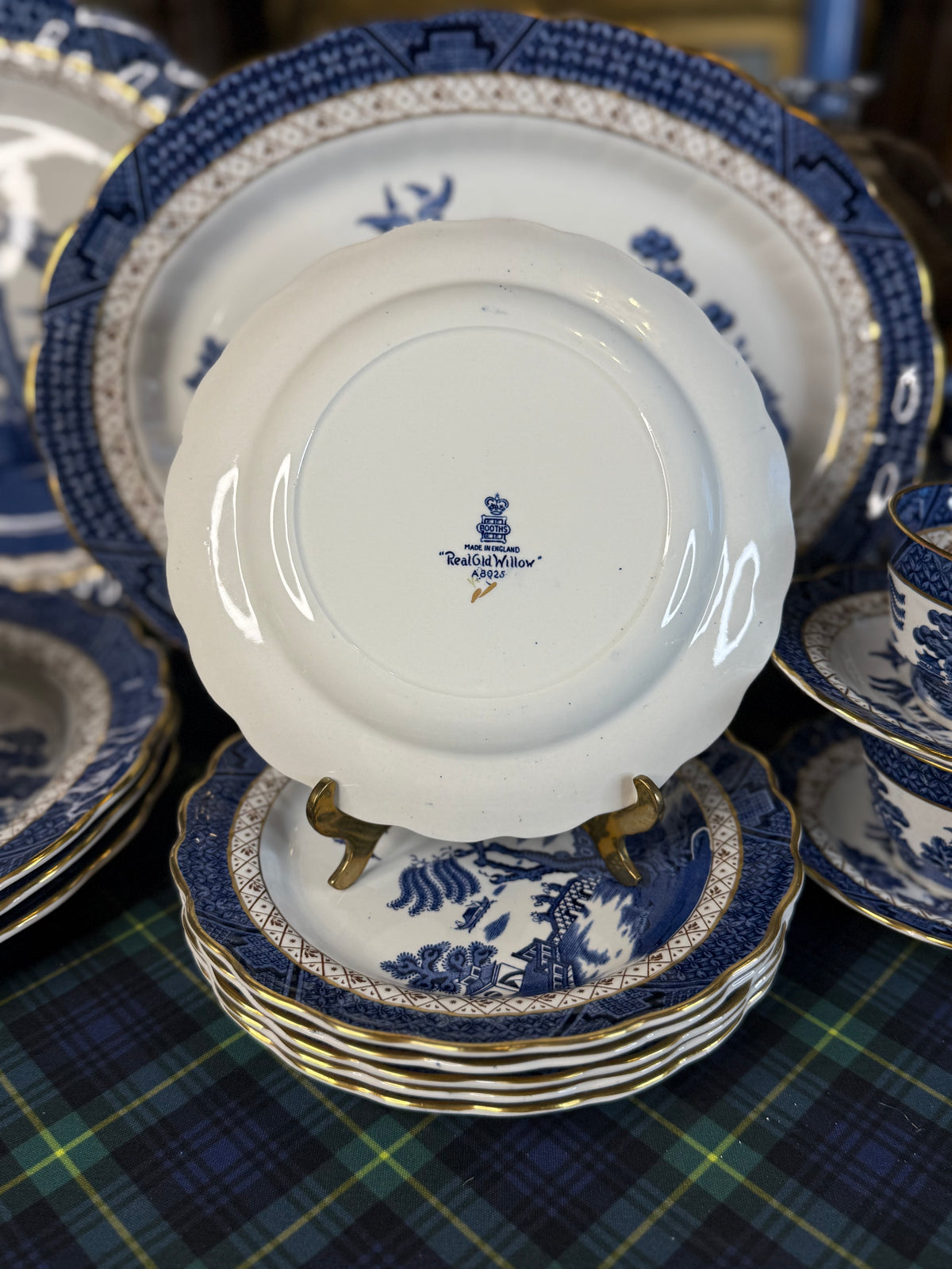 Vintage Booths Real Old Willow Salad Plate | A8025 | 7.5” Scalloped Edge | Made in England | 6 Available