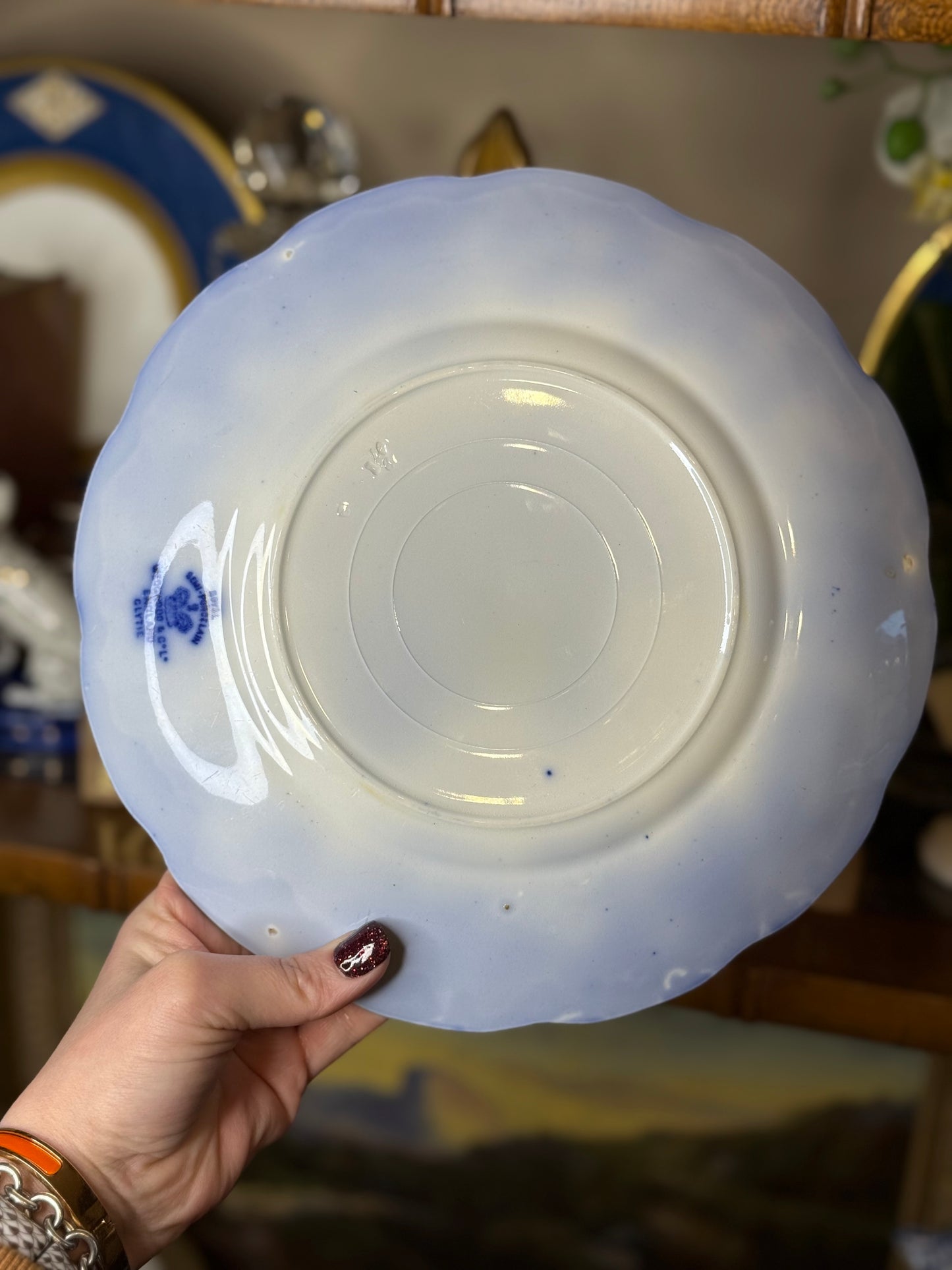 Antique Wedgwood Clytie Turkey Flow Blue Transferware Plate | 10” | English C. 1890