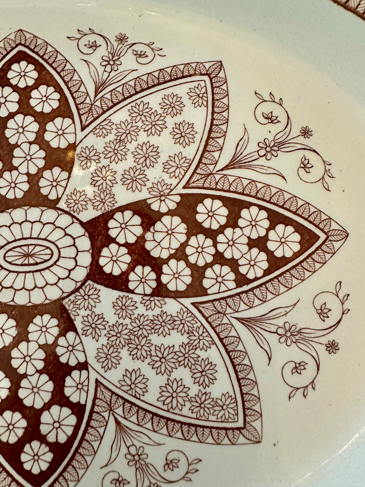 Antique Copeland Primrose Aesthetic Movement Brown Transferware Platter, c. 1883