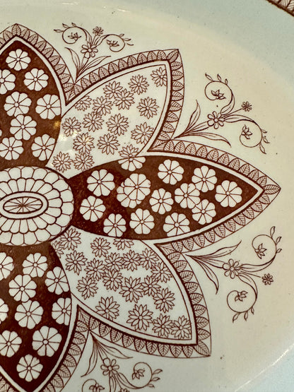 Antique Copeland Primrose Aesthetic Movement Brown Transferware Platter, c. 1883
