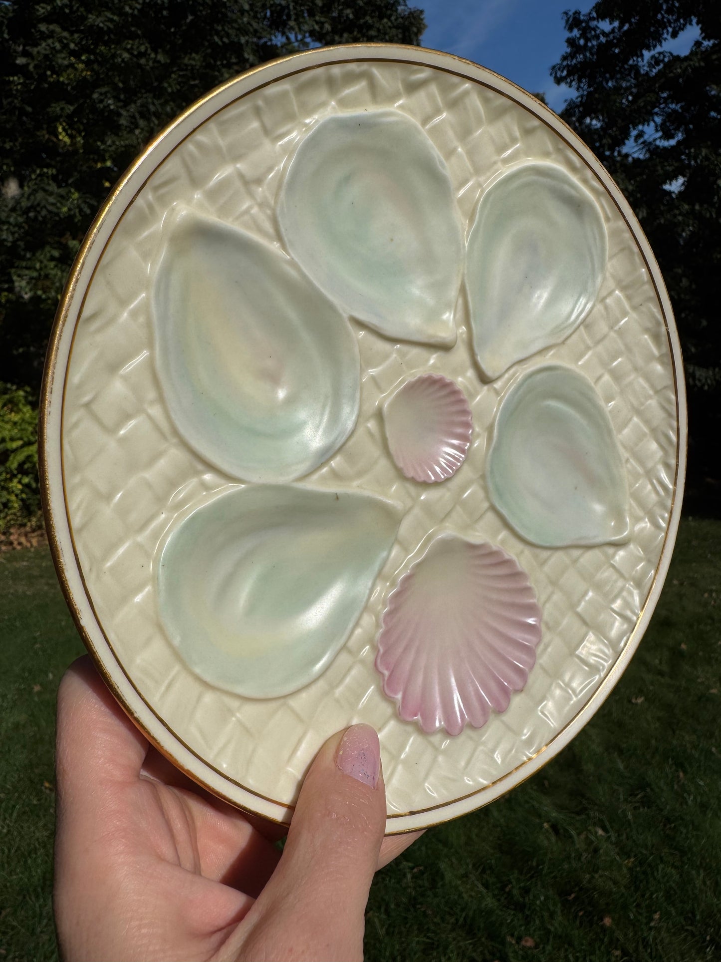 Vintage Minton Salt-Glaze Oyster Plate 8.5”