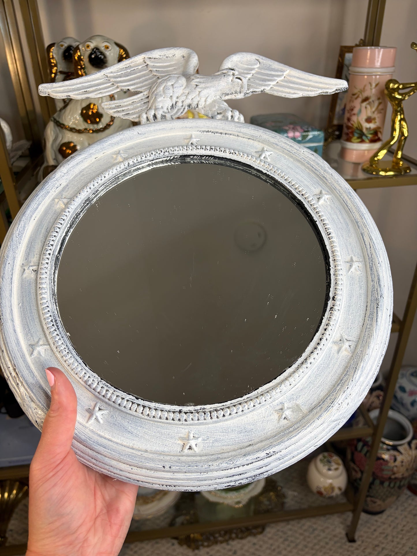 Beautiful cast metal painted federal Eagle mirror!