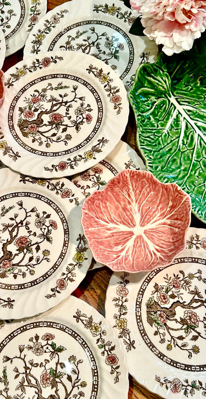 Set of 18 vintage Kashmir tree stunning scalloped dinner plates 10d
