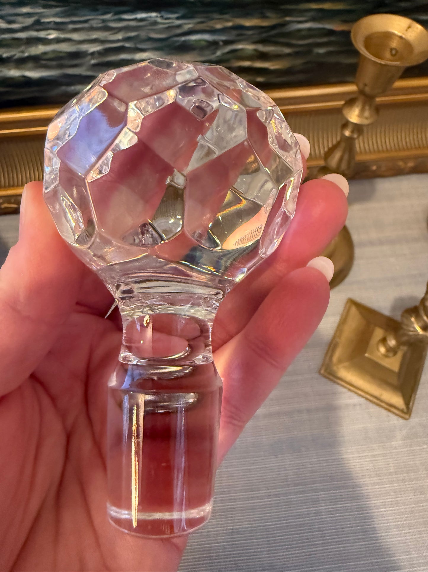 Vintage Crystal Decanter with Silver Plate Scotch Hang Tag