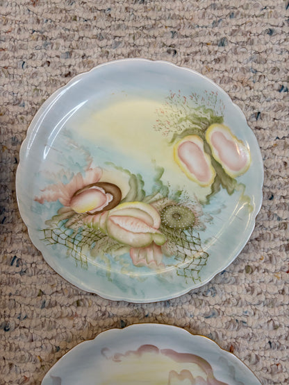 Gorgeous handpainted Limoges shell plates set of 4!