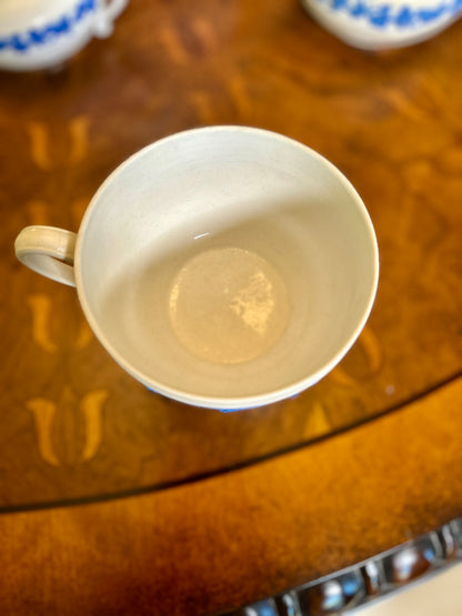 Antique Wedgwood Smear-Glazed Stoneware Teacup with Lavender Sprigged Grapes