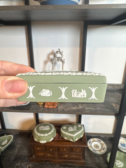 Wedgwood sage green rectangle trinket box