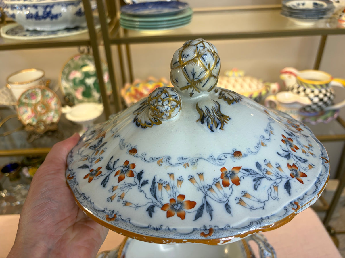 Stunning antique Minton Fuchsia lidded large tureen!