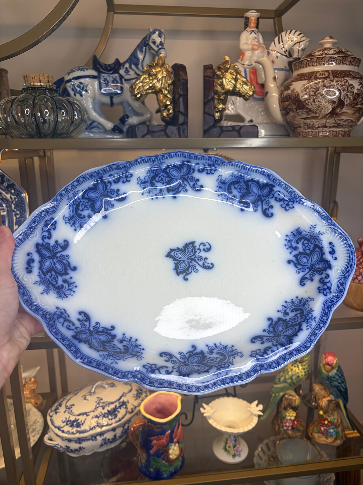Antique Johnson Bros. Flow Blue Princeton platter! Circa 1900-1912