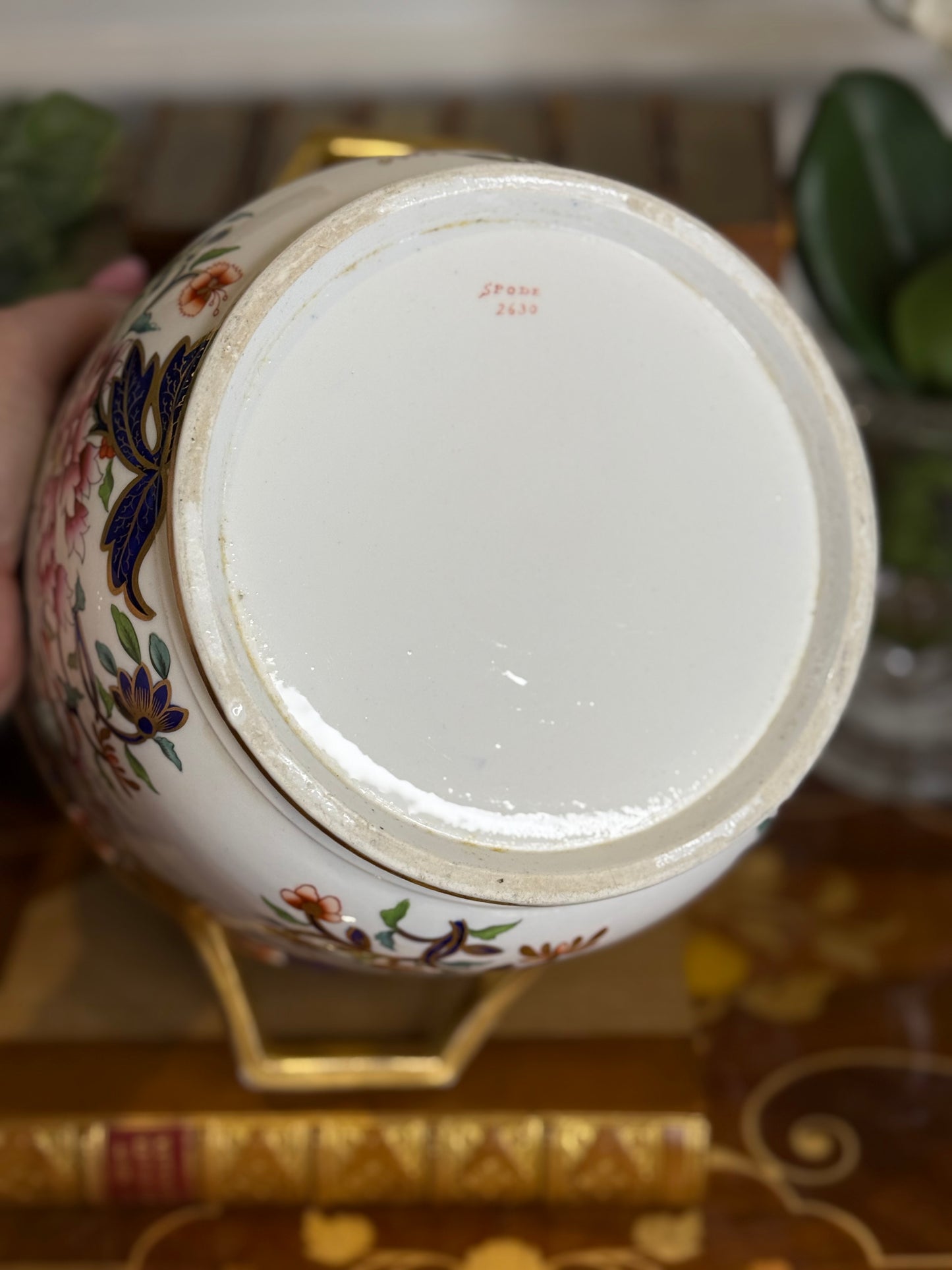 RESERVED - CASEY - Antique Spode Imari Wine Cooler, Pattern 2630, c.1810, 9”W with Gilt Handles – #DA4540