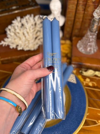 Caspari Straight Taper 10" Candles in Parisian Blue - 2 Candles Per Package